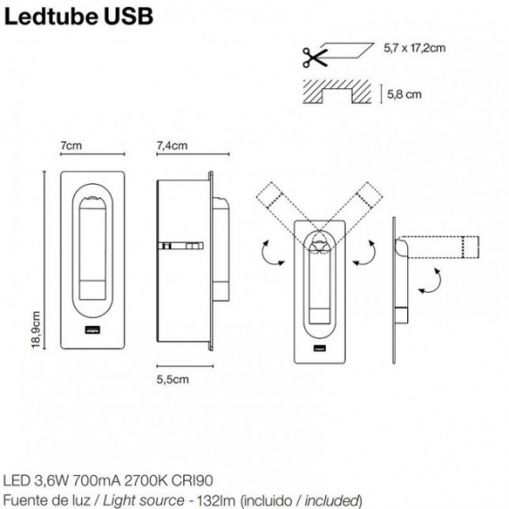 MARSET LEDTUBE USB WALL LAMP